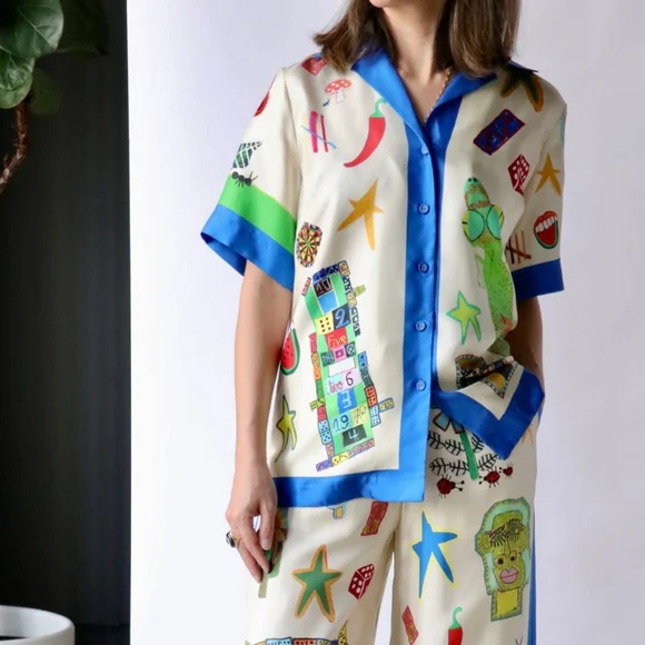 Alémais Silk Multicolored Blouse NWT Sz XS AU 6 - Picture 5 of 6